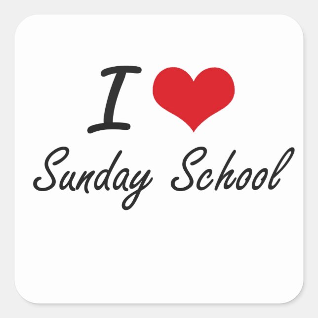 Sticker Carré J'aime l'école du dimanche (Devant)