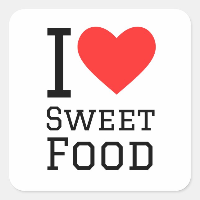 Sticker Carré J'aime les aliments sucrés (Devant)