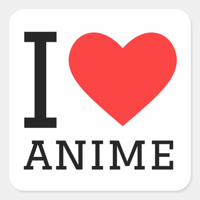 Sticker Carré J'aime les anime (Devant)