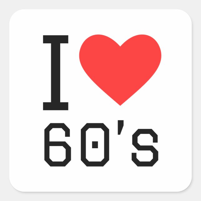Sticker Carré J'aime les années 60 (Devant)