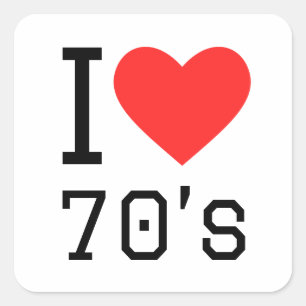 Sticker Carré J'aime les années 70