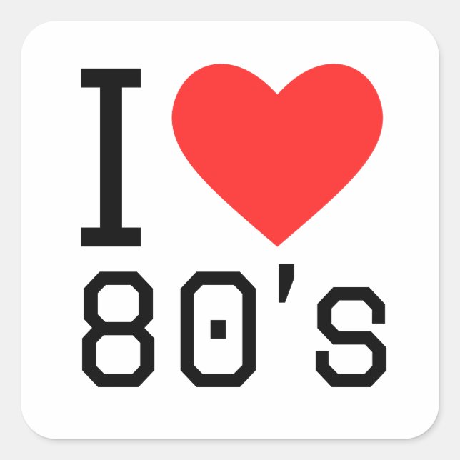 Sticker Carré J'aime les années quatre-vingts (Devant)