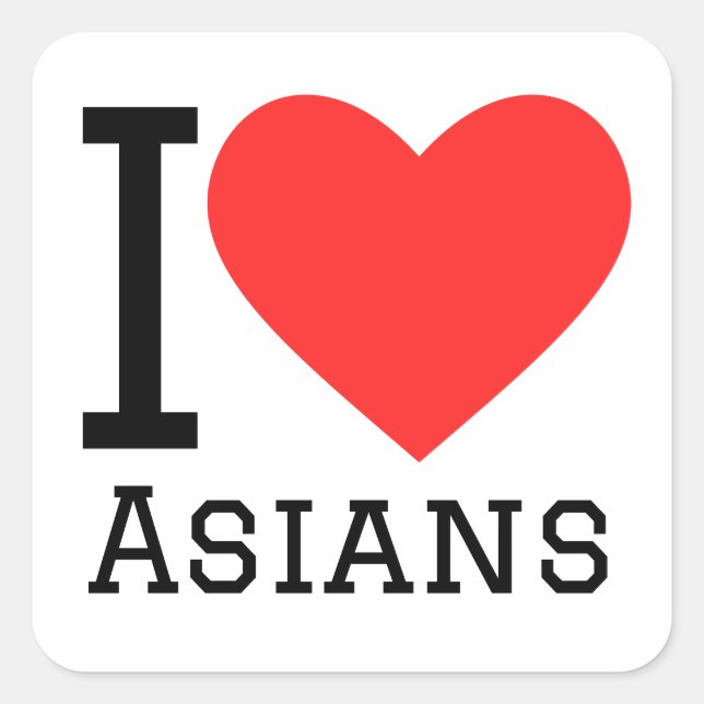 Sticker Carré J'aime les Asiatiques (Devant)