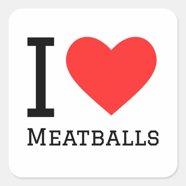 Sticker Carré J'aime les boulettes de viande (Devant)