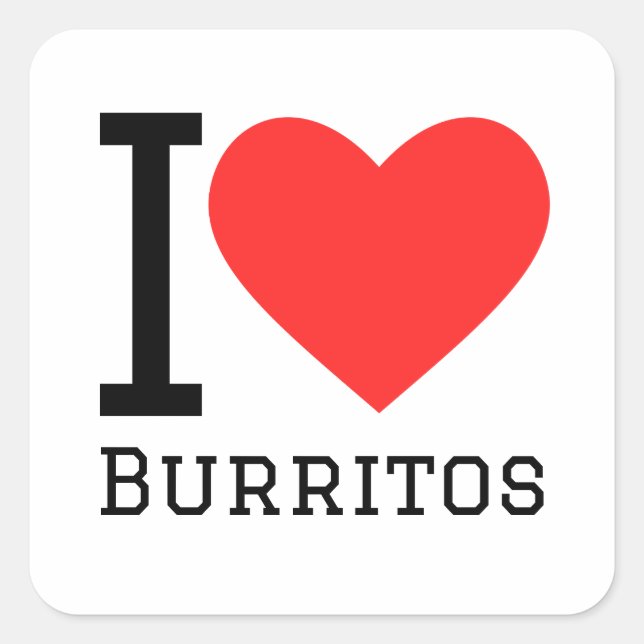 Sticker Carré J'aime les burritos (Devant)