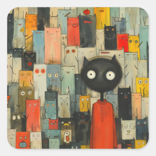 Sticker Carré j'aime les chats