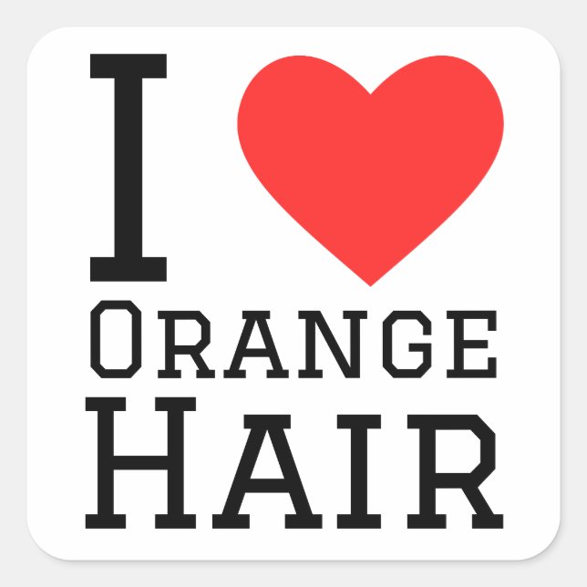 Sticker Carré J'aime les cheveux orange (Devant)