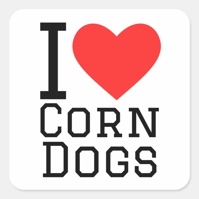 Sticker Carré J'aime les chiens de maïs (Devant)