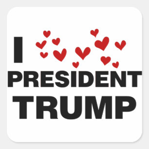 Sticker Carré J'aime les coeurs du président Trump
