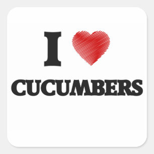 Sticker Carré J'aime les concombres
