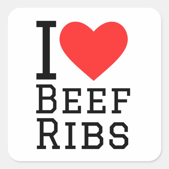 Sticker Carré J'aime les côtes de boeuf (Devant)