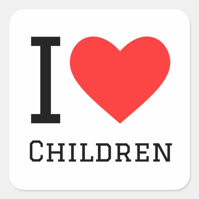 Sticker Carré J'aime les enfants (Devant)