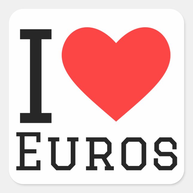 Sticker Carré J'aime les euros (Devant)