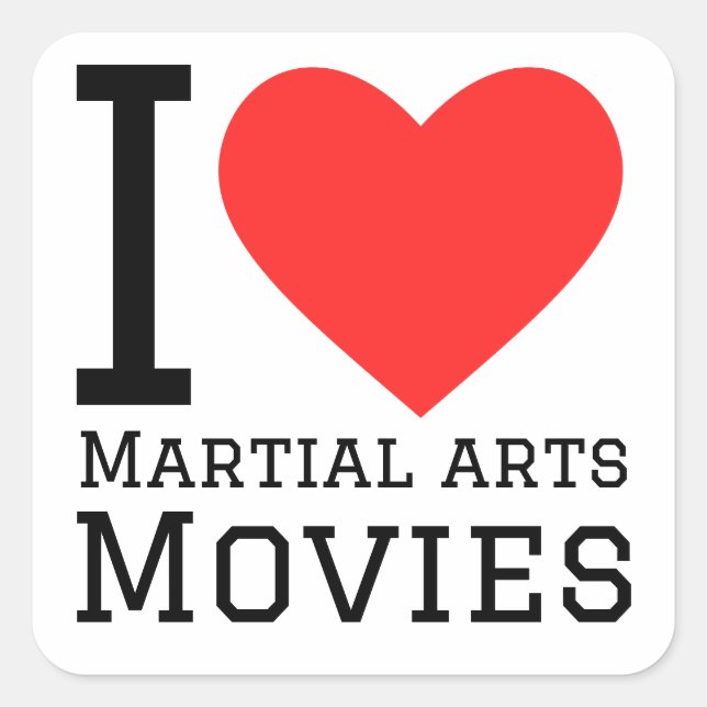 Sticker Carré J'aime les films d'arts martiaux (Devant)