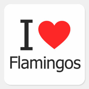 Sticker Carré J'aime les Flamants roses