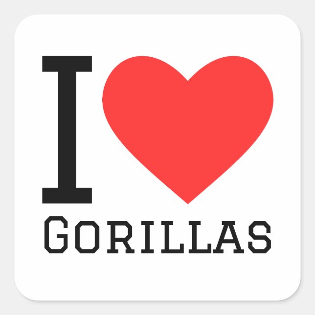 Sticker Carré J'aime les gorilles (Devant)