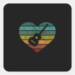 Sticker Carré J'Aime Les Guitaristes Avec La Guitare Acoustique