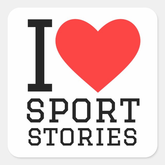 Sticker Carré J'aime les histoires de sport (Devant)