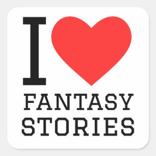 Sticker Carré J'aime les histoires d'imaginaires