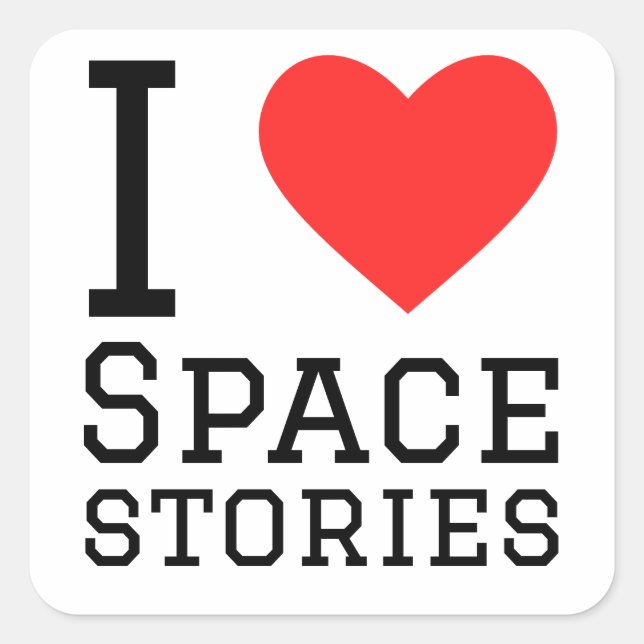 Sticker Carré J'aime les histoires spatiales (Devant)
