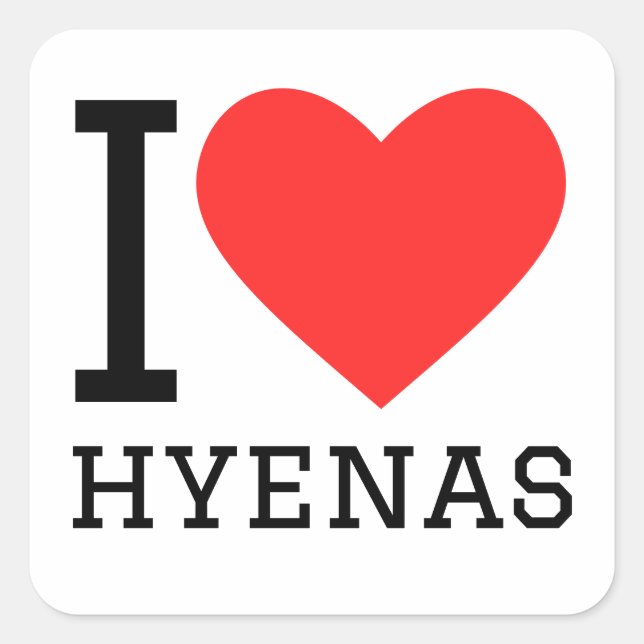 Sticker Carré J'aime les hyènes (Devant)