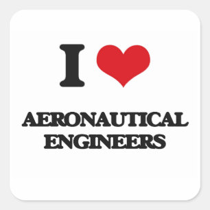 Sticker Carré J'aime les ingénieurs aéronautiques