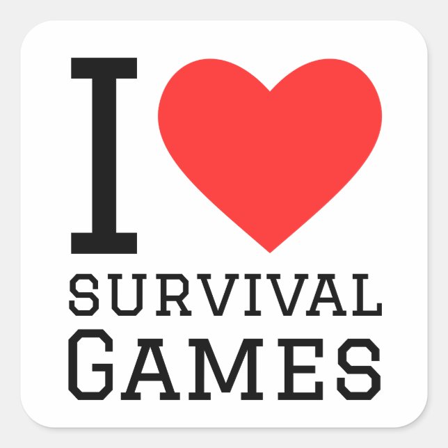 Sticker Carré J'aime les jeux de survie (Devant)