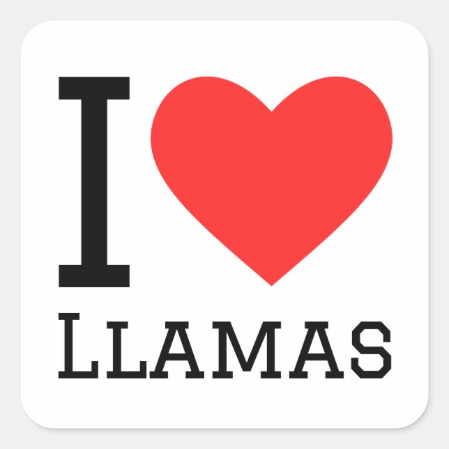 Sticker Carré J'aime les lamas (Devant)