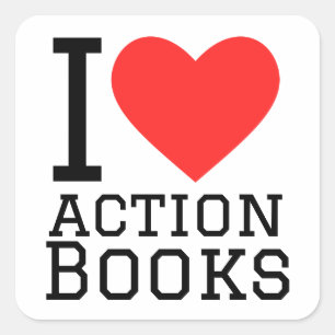 Sticker Carré J'aime les livres d'action