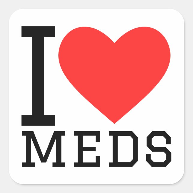 Sticker Carré J'aime les médicaments (Devant)