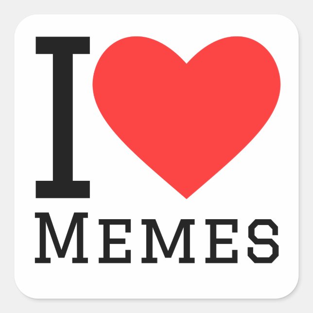 Sticker Carré J'aime les mèmes (Devant)