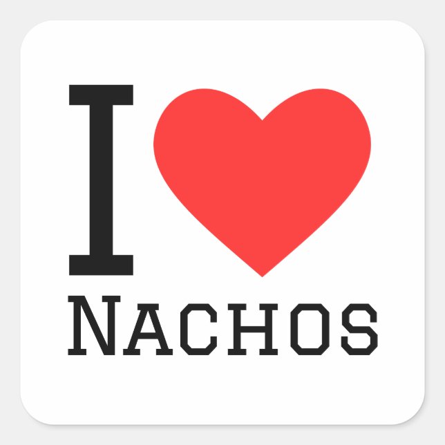 Sticker Carré J'aime les nachos (Devant)