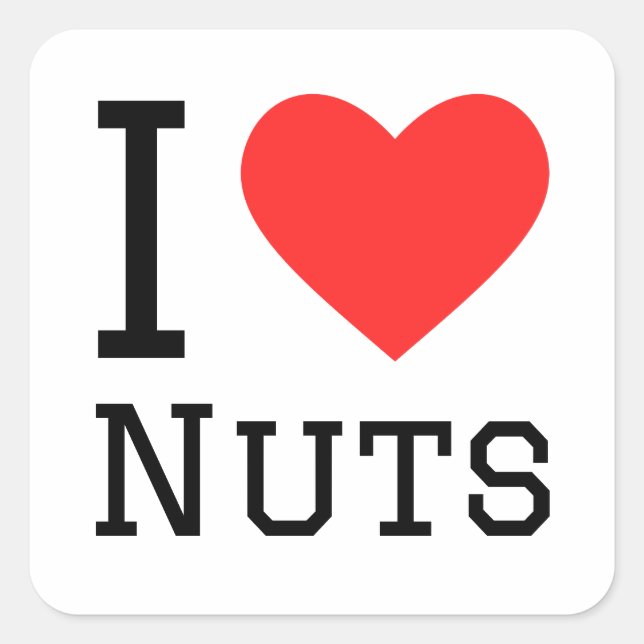 Sticker Carré J'aime les noix (Devant)