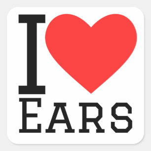 Sticker Carré J'aime les oreilles