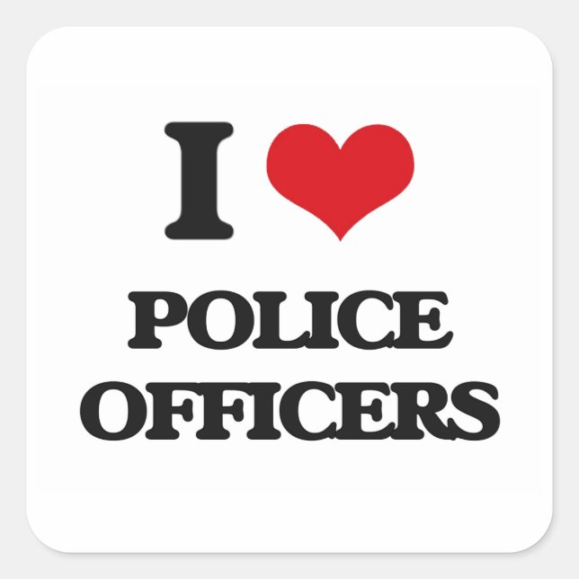 Sticker Carré J'aime les policiers (Devant)