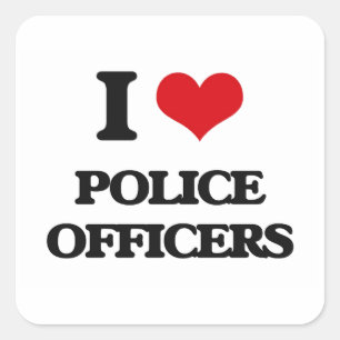 Sticker Carré J'aime les policiers