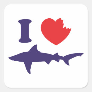 Sticker Carré J'aime les requins