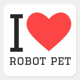 Sticker Carré J'aime les robots