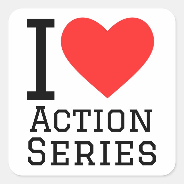 Sticker Carré J'aime les séries d'actions (Devant)