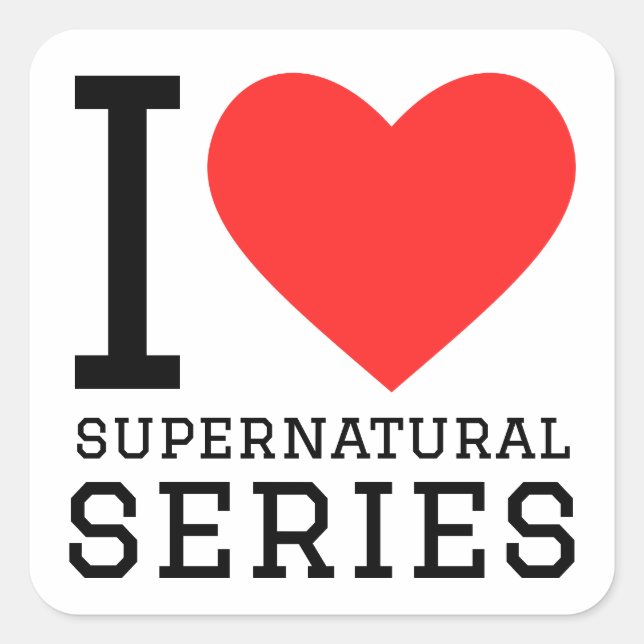 Sticker Carré J'aime les séries surnaturelles (Devant)