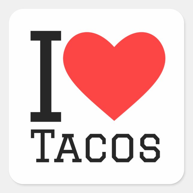 Sticker Carré J'aime les tacos (Devant)
