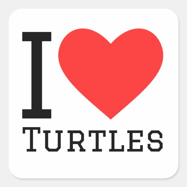 Sticker Carré J'aime les tortues (Devant)