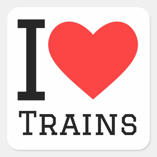 Sticker Carré J'aime les trains (Devant)