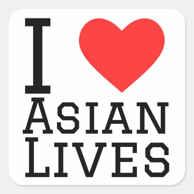 Sticker Carré J'aime les vies asiatiques (Devant)