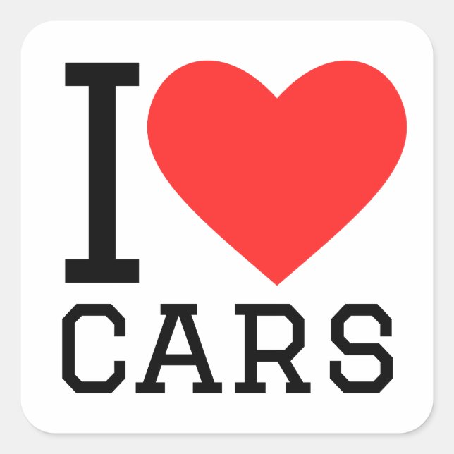 Sticker Carré J'aime les voitures (Devant)