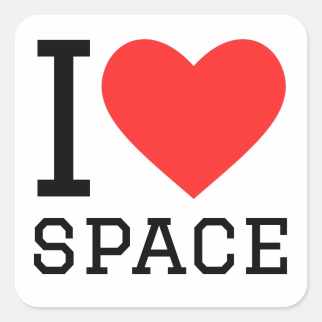 Sticker Carré J'aime l'espace (Devant)
