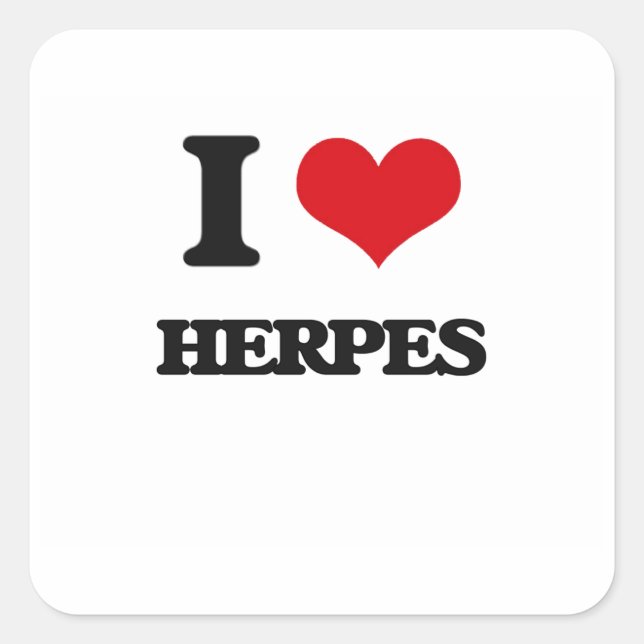 Sticker Carré J'aime l'herpès (Devant)