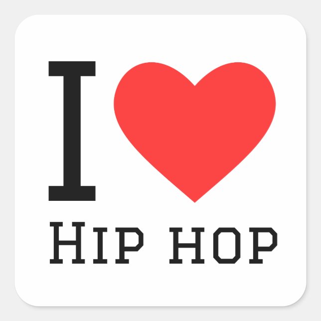 Sticker Carré J'aime l'hip hop (Devant)