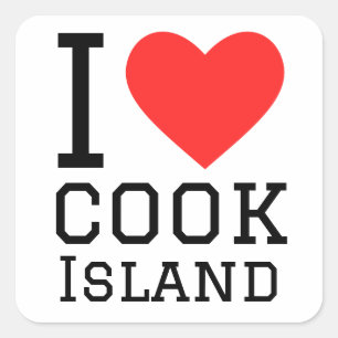 Sticker Carré J'aime l'île cuisinière