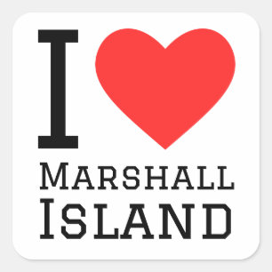 Sticker Carré J'aime l'île Marshall
